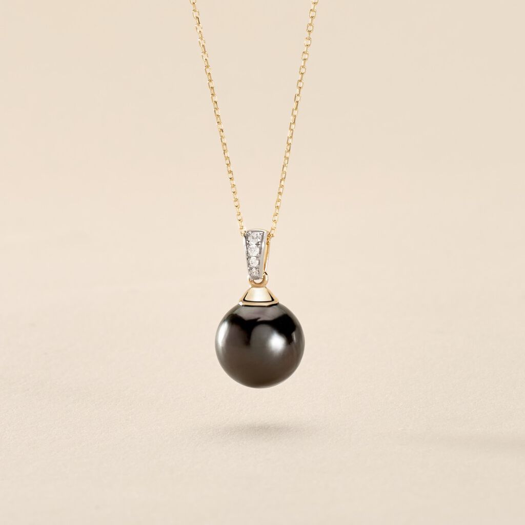 Collier Jodocus Or Jaune Perle De Tahiti Oxyde Zirconium - Colliers Femme | Histoire d’Or