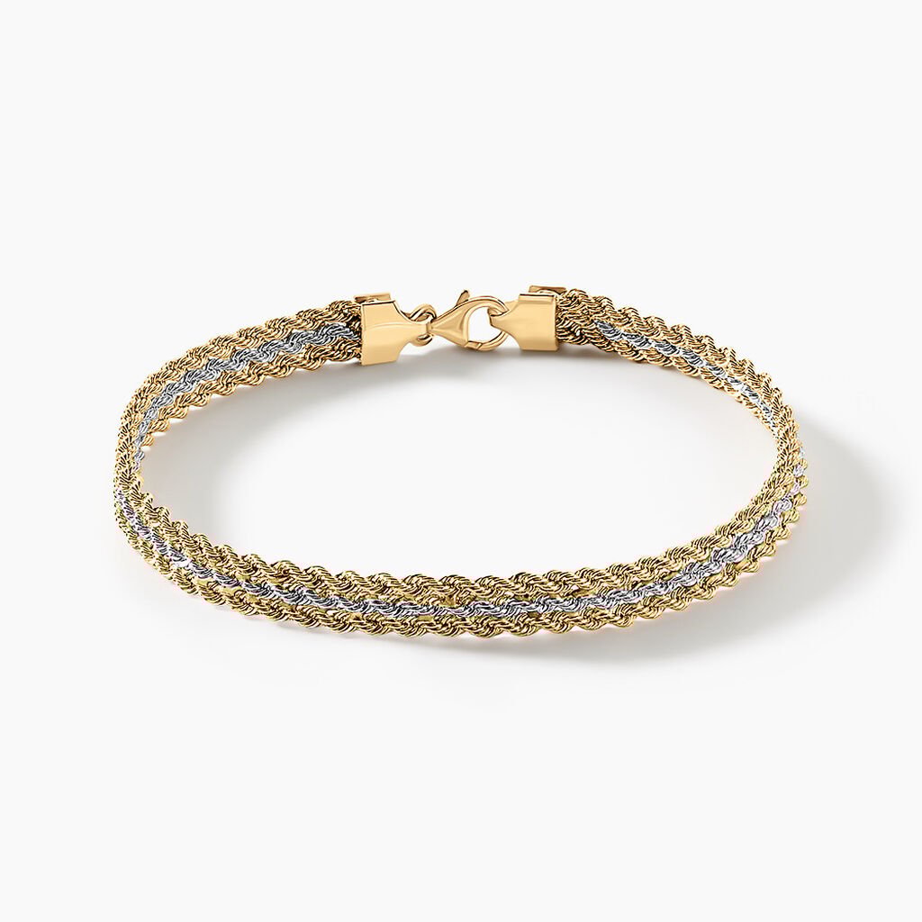 Bracelet Jerry Maille Corde 3 Rangs Or Bicolore - Bracelets chaîne Femme | Histoire d’Or