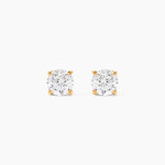 Boucles D'oreilles Puces 4 Griffes Or Jaune Diamant Synthetique - Clous d'oreilles Femme | Histoire d&rsquo;Or