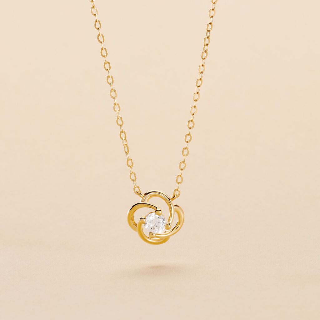 Collier Or Jaune Lazarus Oxyde De Zirconium - Colliers Femme | Histoire d&rsquo;Or