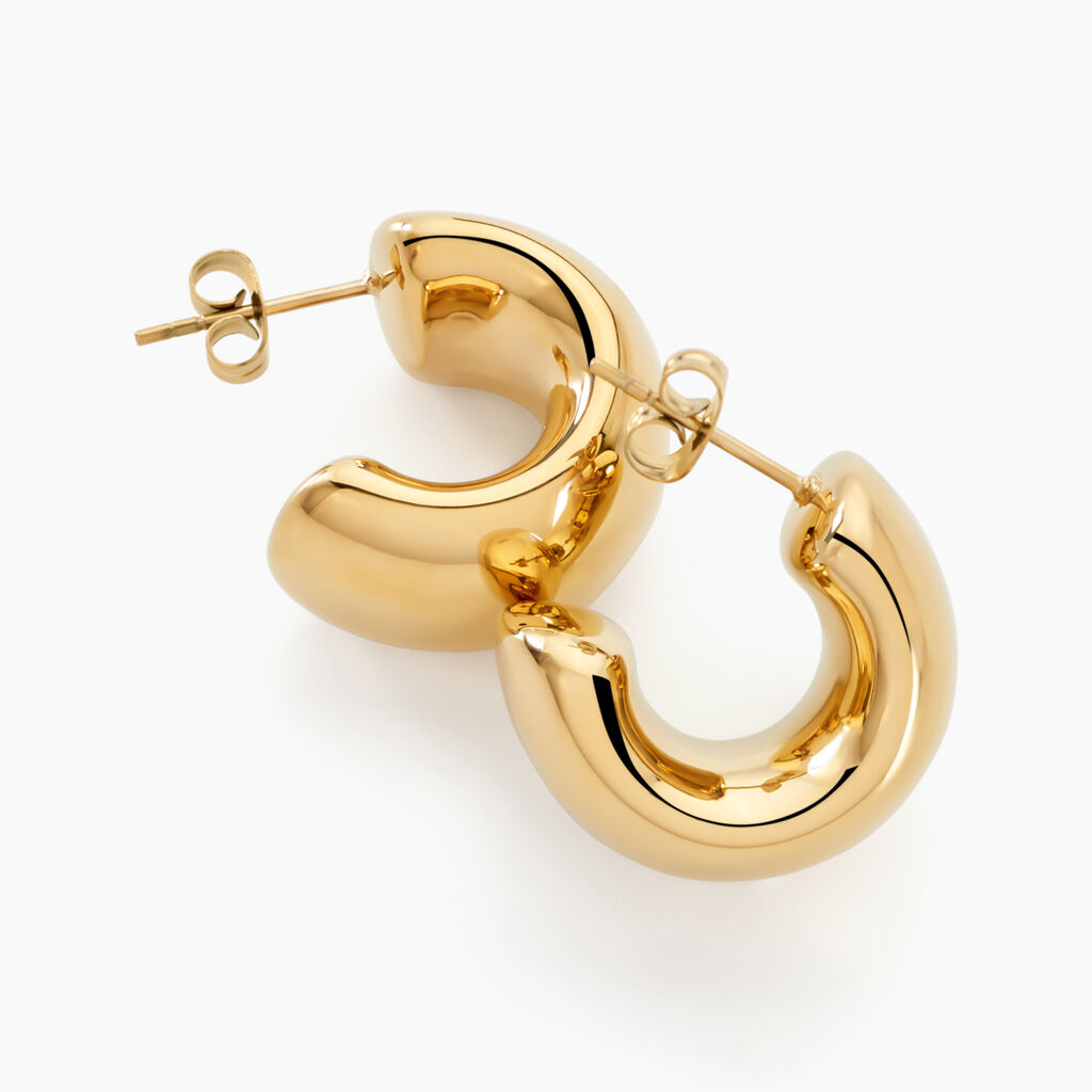 Cr&eacute;oles Riga Acier Jaune Sans Pierre - Boucles d'oreilles cr&eacute;oles Femme | Histoire d&rsquo;Or