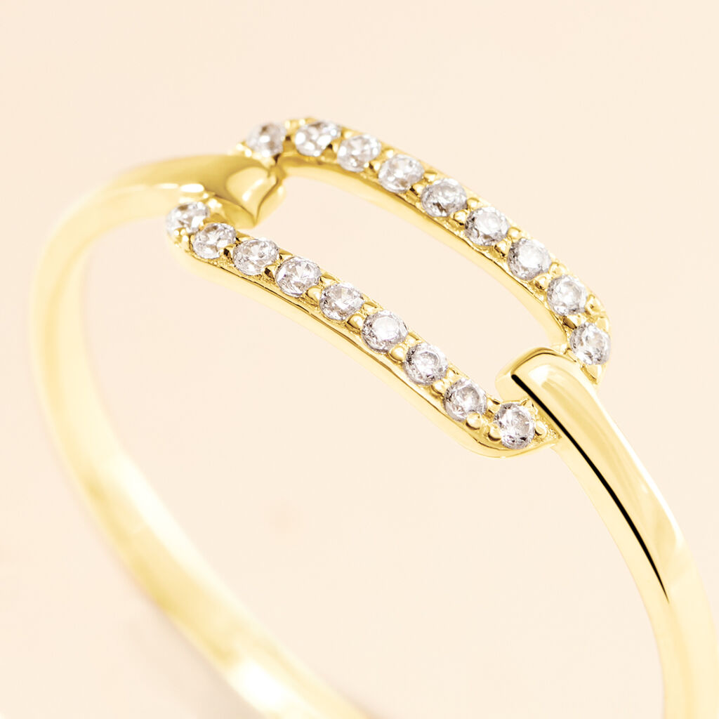 Bague Graphic Lines Or Jaune Oxyde De Zirconium - Bagues avec pierre Femme | Histoire d’Or