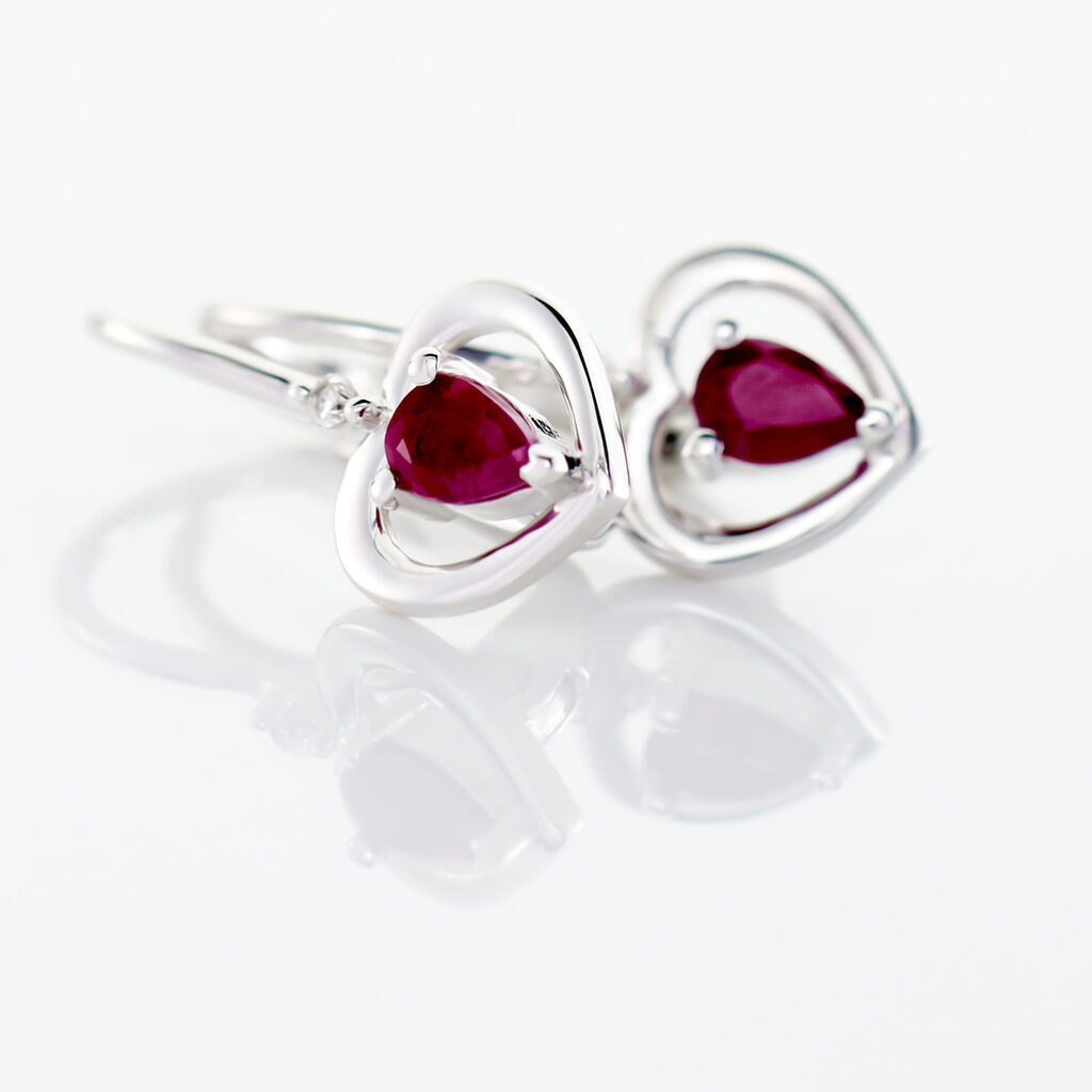 Boucles D'oreilles Danilo Or Blanc Rubis - Boucles d'oreilles pendantes Femme | Histoire d’Or