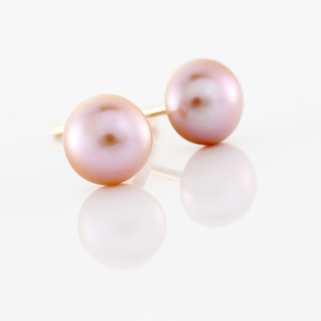 Boucles D'oreilles Puces Ursulina Or Jaune Perle De Culture - Clous d'oreilles Femme | Histoire d’Or
