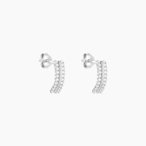 Créoles Sophie Rondes Argent Blanc Oxyde De Zirconium - Boucles d'oreilles créoles Femme | Histoire d’Or