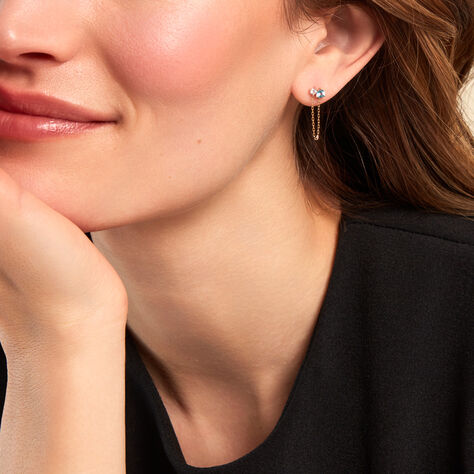 Boucles D'oreilles Pendantes Beauté Bleutée Or Jaune Topaze Et Oxyde - Boucles d'oreilles pendantes  | Histoire d’Or