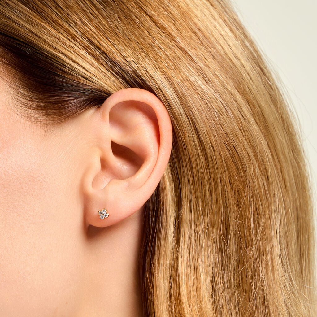 Boucles D'Oreilles Puces Magella Plaqu&eacute; Or Jaune Oxyde De Zirconium - Boucles d'oreilles fantaisie Femme | Histoire d&rsquo;Or