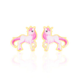Boucles D'oreilles Puces Fantasila Cheval Or Jaune - Clous d'oreilles Enfant | Histoire d’Or