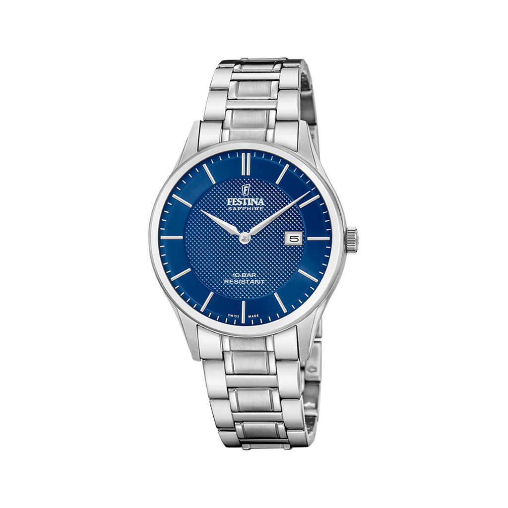 Montre Festina Swiss Made 40 Bleu - Montres suisses Homme | Histoire d’Or