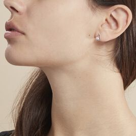 Boucles D'oreilles Puces Helie Goutte Or Blanc Oxyde De Zirconium - Clous d'oreilles Femme | Histoire d’Or