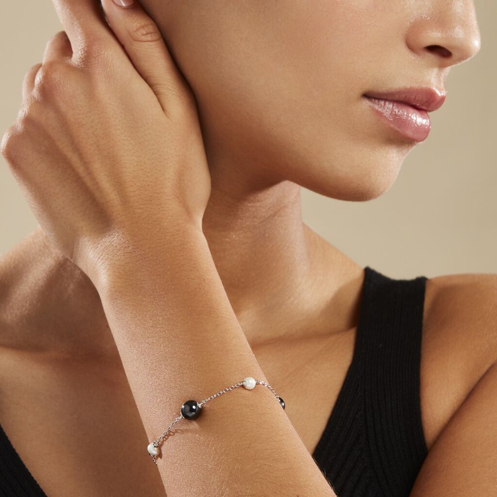 Bracelet Lucia Cera Argent Blanc Perle De Culture Et Céramique - Bracelets Femme | Histoire d’Or