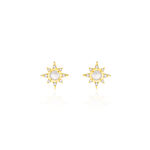 Boucles D'oreilles Puces Terry Or Jaune Calcedoine Et Oxyde - Clous d'oreilles Femme | Histoire d&rsquo;Or