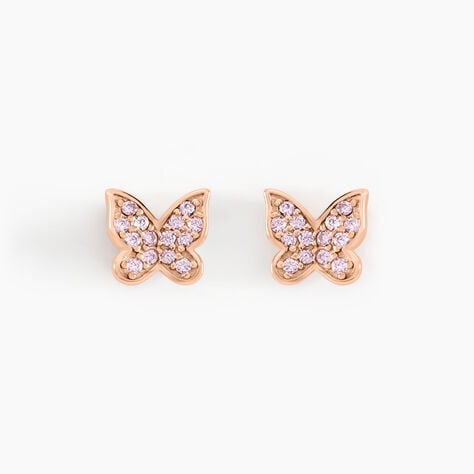 Boucles D'oreilles Puces Anne-lise Argent Rose Oxyde De Zirconium - Boucles d'oreilles fantaisie Femme | Histoire d’Or