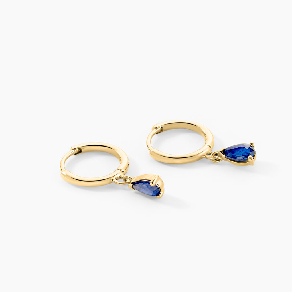 Creoles Pluie D'Eclat Or Jaune Saphir - Boucles d'oreilles cr&eacute;oles Femme | Histoire d&rsquo;Or