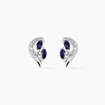 Boucles D'oreilles Puces Sakina Or Blanc Saphir Et Diamant - Clous d'oreilles Femme | Histoire d&rsquo;Or