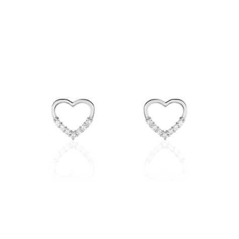 Boucles D'oreilles Puces Budenicus Argent Oxyde De Zirconium - Boucles d'Oreilles Coeur Femme | Histoire d’Or