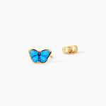 Boucles D'Oreilles Puces Sulivia Papillon Argent Dor&eacute; A L'Or 750/1000 - Boucles d'oreilles fantaisie Enfant | Histoire d&rsquo;Or