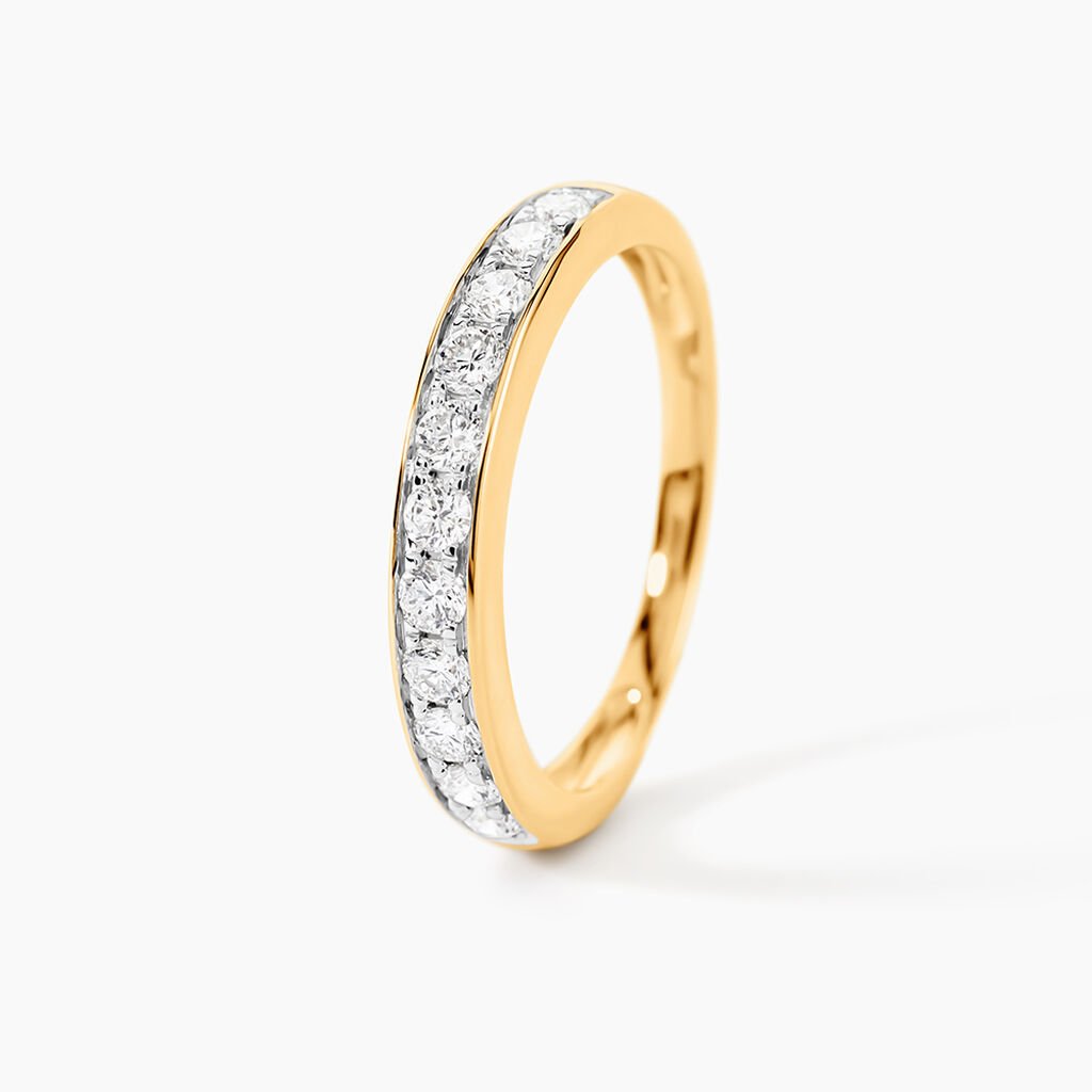 Demi-alliance Or Jaune Valentine Diamants Synthetique - Alliances Femme | Histoire d&rsquo;Or