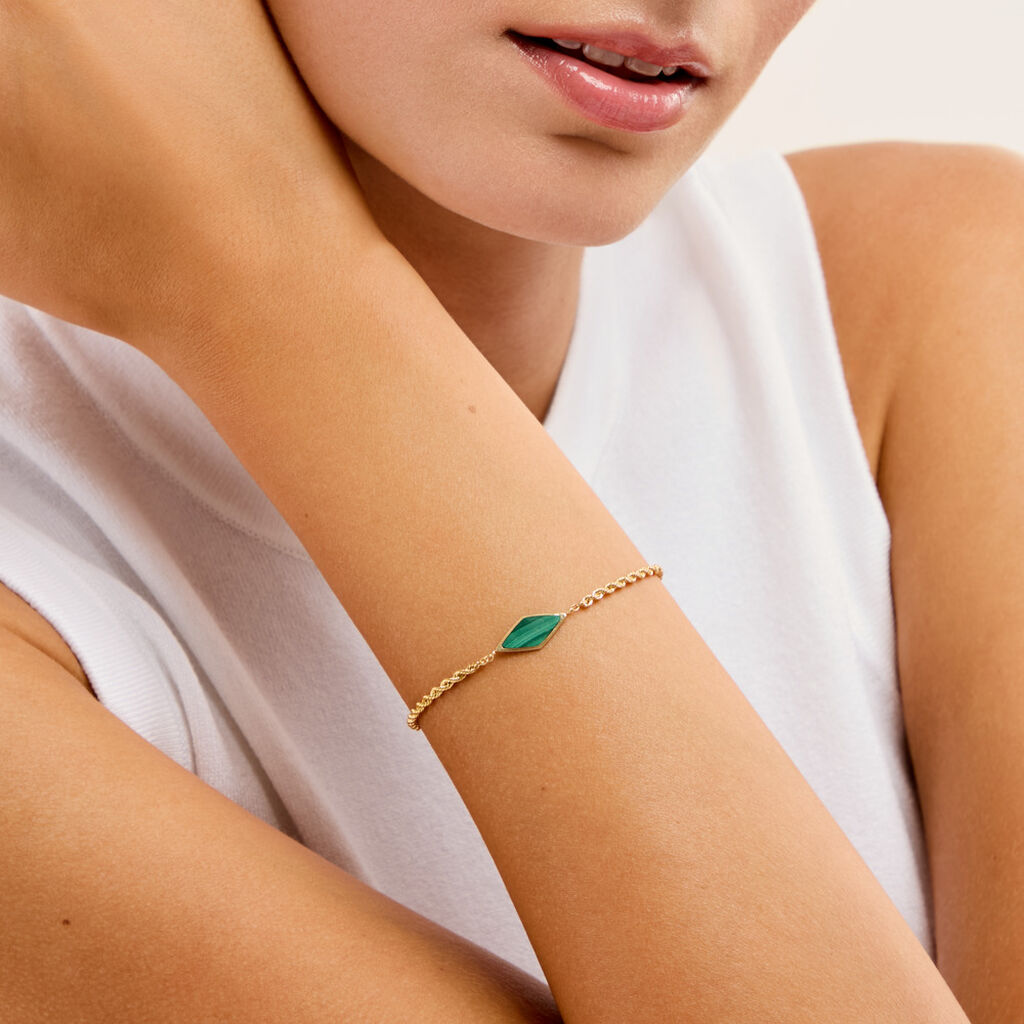 Bracelet Jerry Or Jaune Malachite - Bracelets Lithoth&eacute;rapie Femme | Histoire d&rsquo;Or
