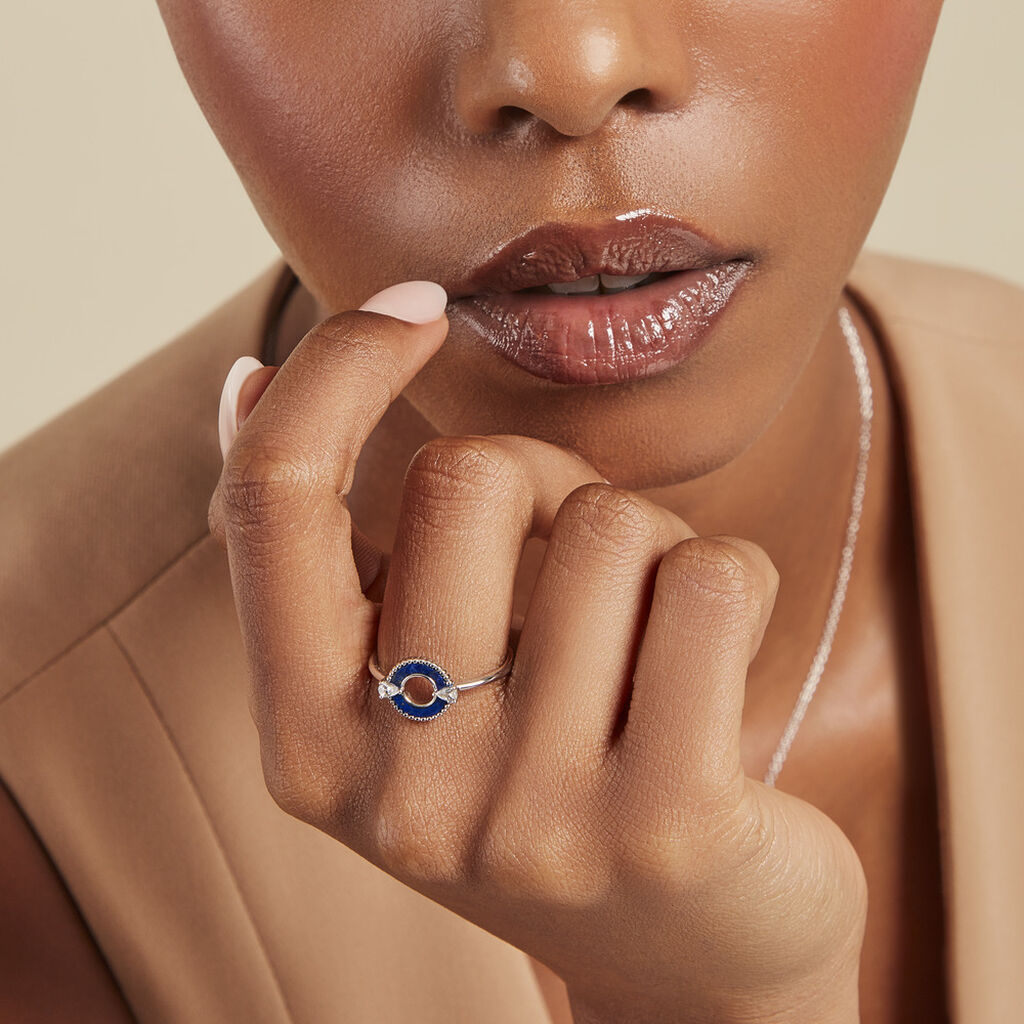 Bague Serafine Argent Blanc Lapis Lazuli Oxyde De Zirconium - Bagues solitaires Femme | Histoire d’Or
