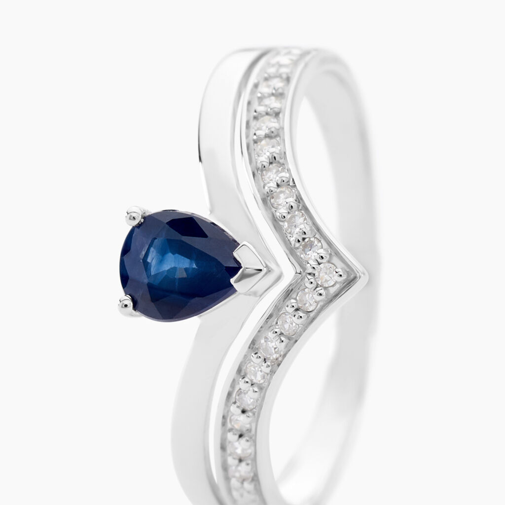 Bague Pasqualina Or Blanc Saphir Et Diamant - Bagues solitaires Femme | Histoire d’Or