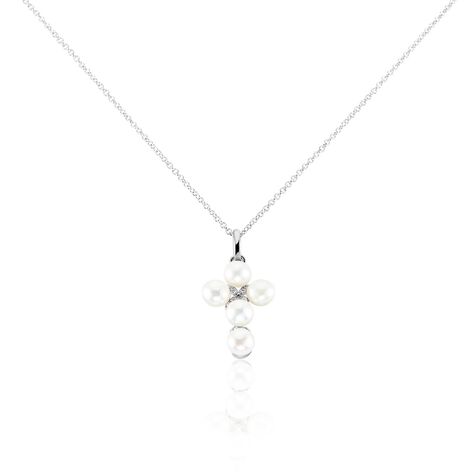 Collier Argent Blanc Burt Perles De Culture Oxydes De Zirconium - Colliers fantaisie Femme | Histoire d’Or