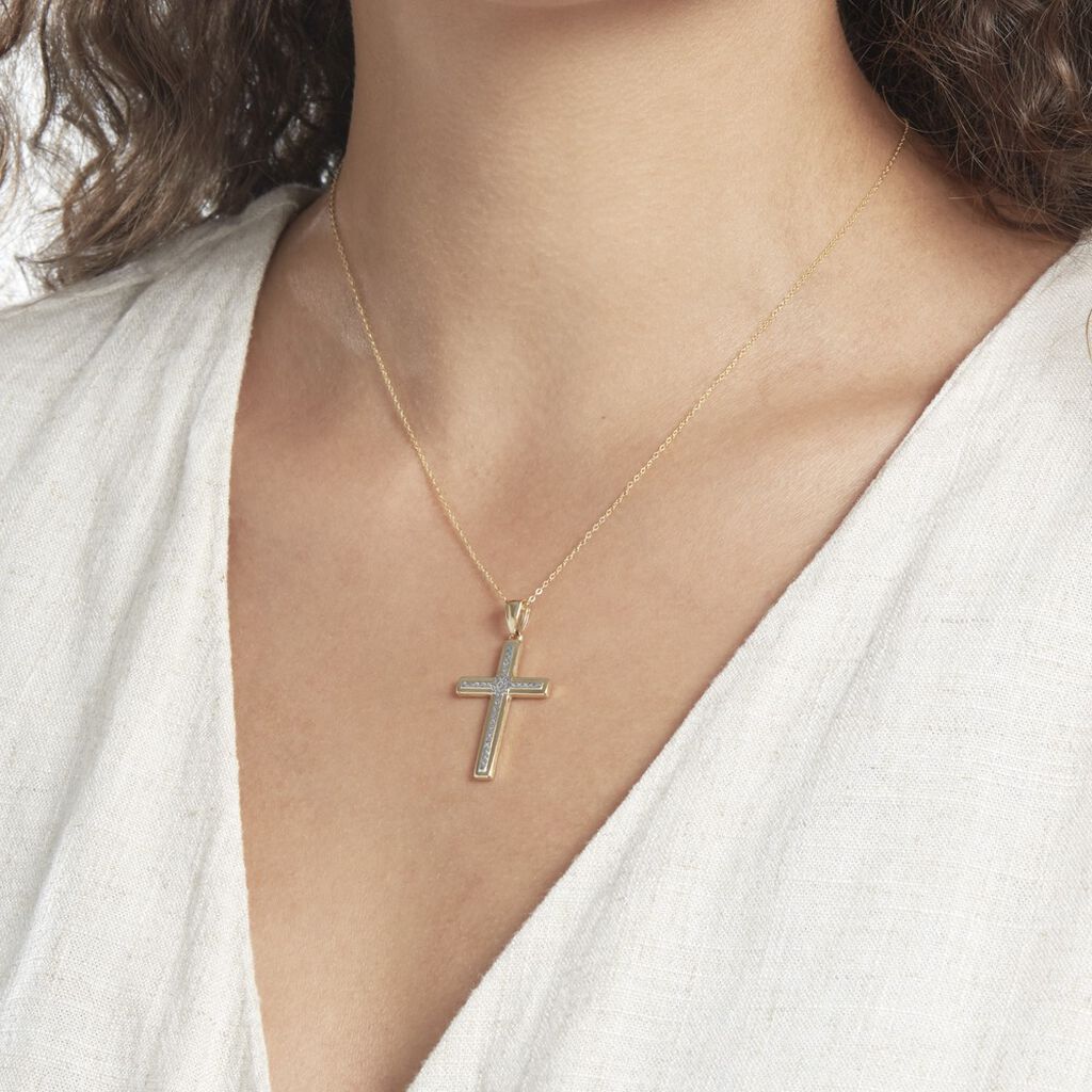 Pendentif Benny Croix Ciselee Or Bicolore - Pendentifs Communion Femme | Histoire d’Or