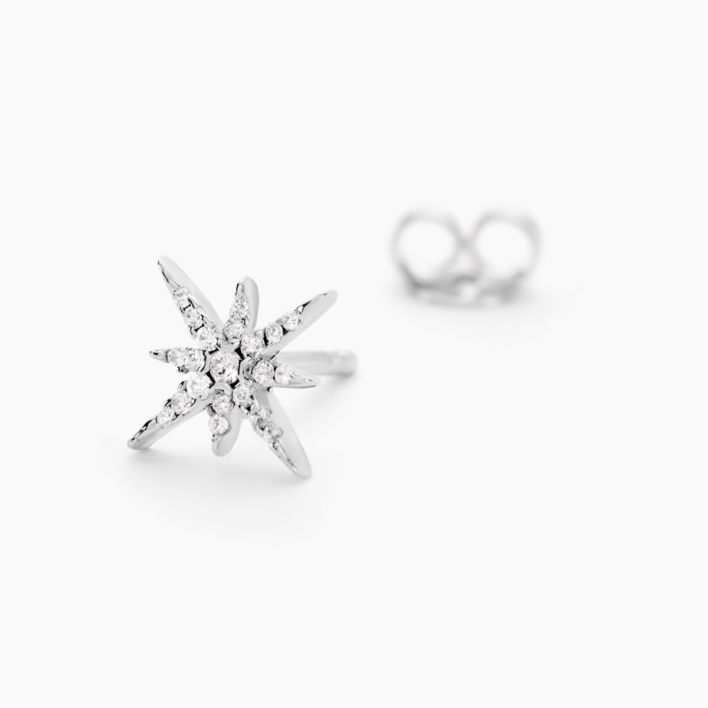 Boucles D'oreilles Puces Lysianne Argent Blanc Oxyde De Zirconium - Boucles d'oreilles fantaisie Femme | Histoire d’Or