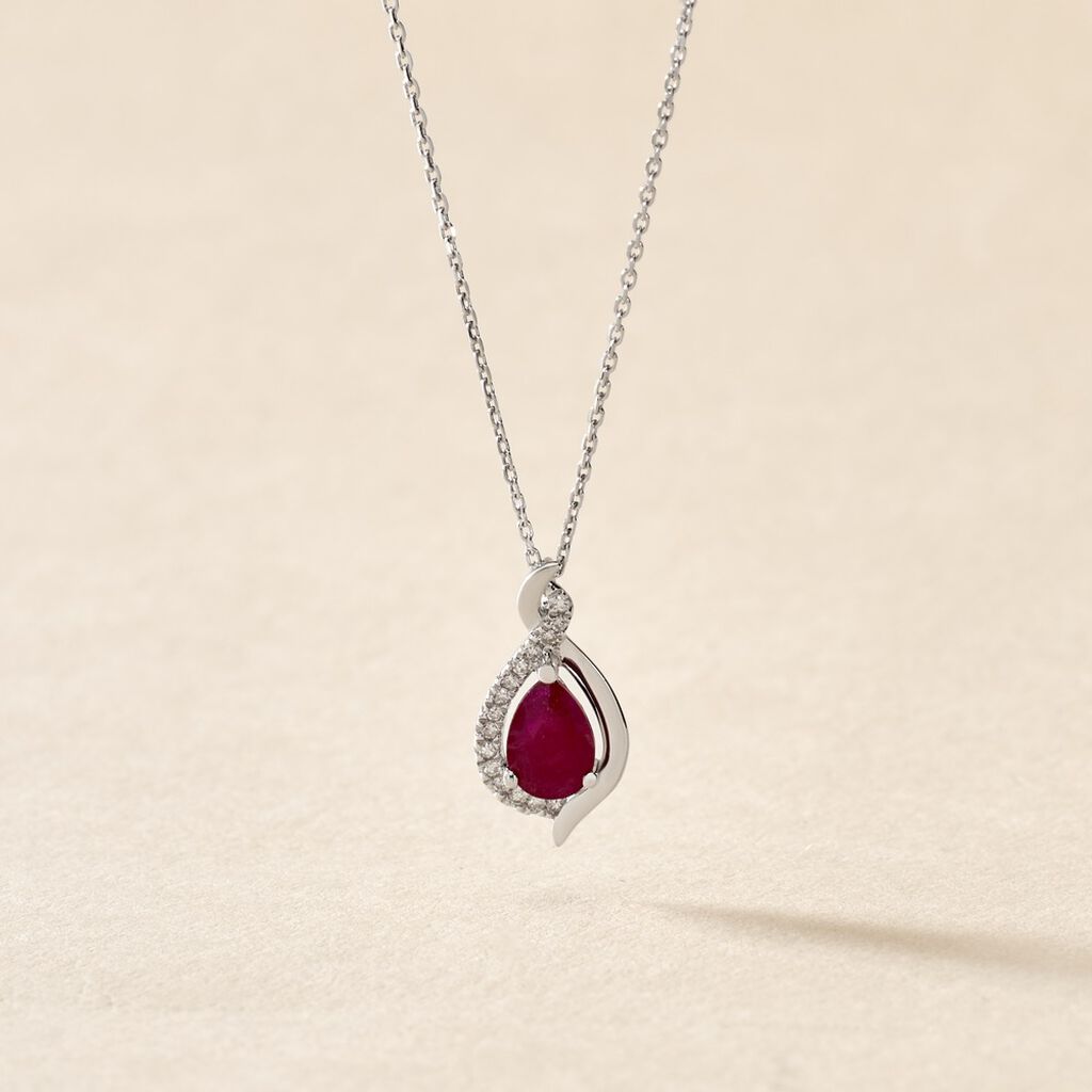 Collier Angelika Or Blanc Rubis Et Diamant - Colliers Femme | Histoire d’Or