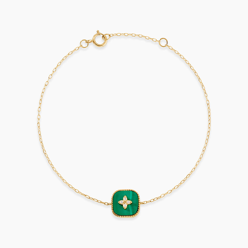 Bracelet Lucky Gems Or Jaune Malachite Oxyde De Zirconium - Bracelets Femme | Histoire d&rsquo;Or