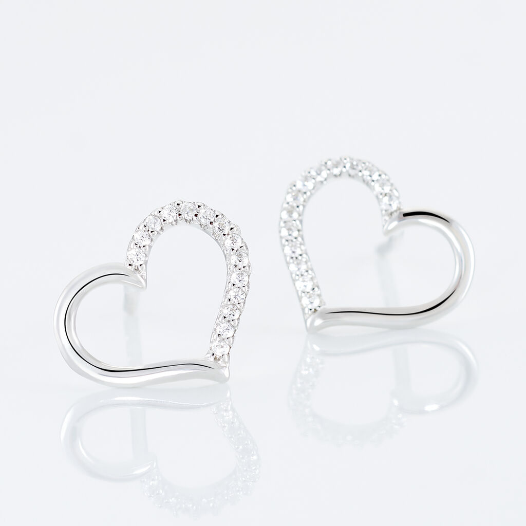 Boucles D'oreilles Puces Salona Argent Blanc Oxyde De Zirconium - Boucles d'oreilles fantaisie Femme | Histoire d’Or