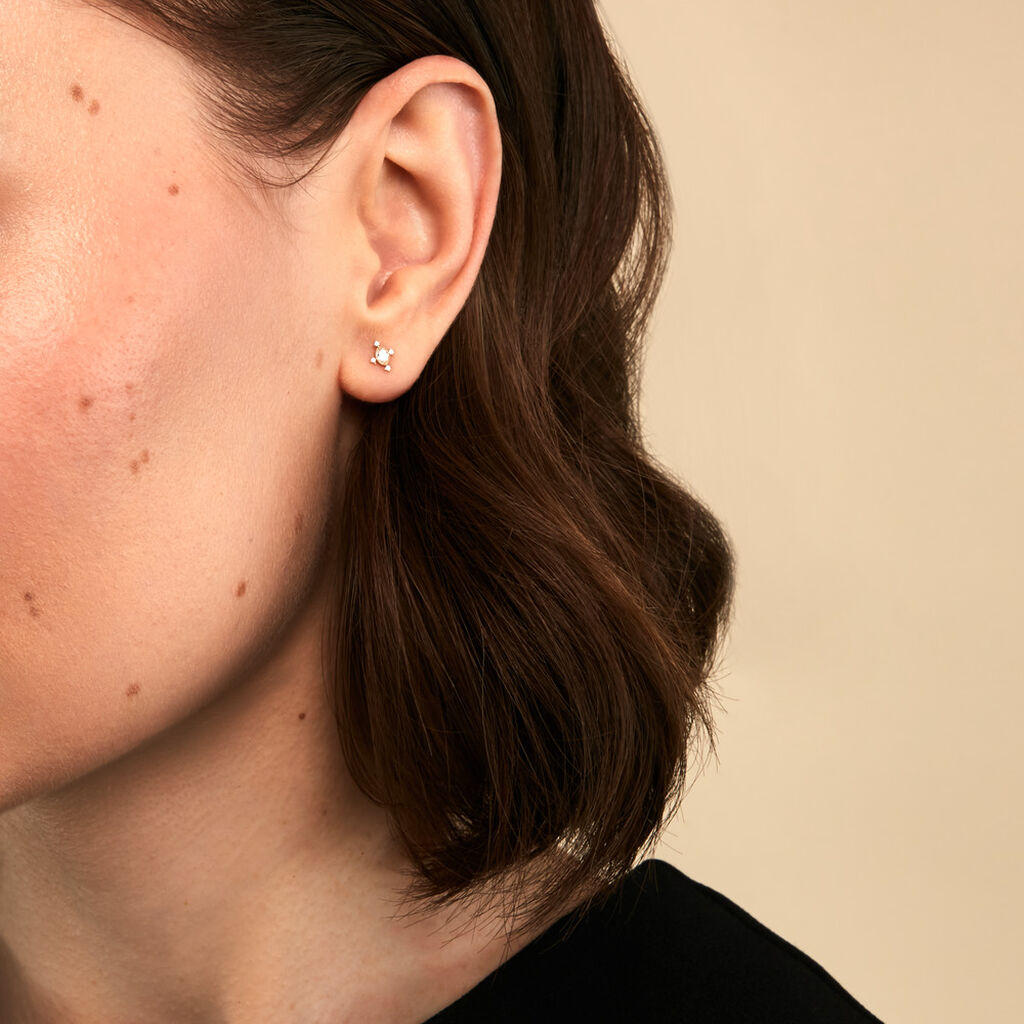 Boucles D'Oreilles Puces Nawelle Or Jaune Oxyde De Zirconium - Clous d'oreilles Femme | Histoire d&rsquo;Or