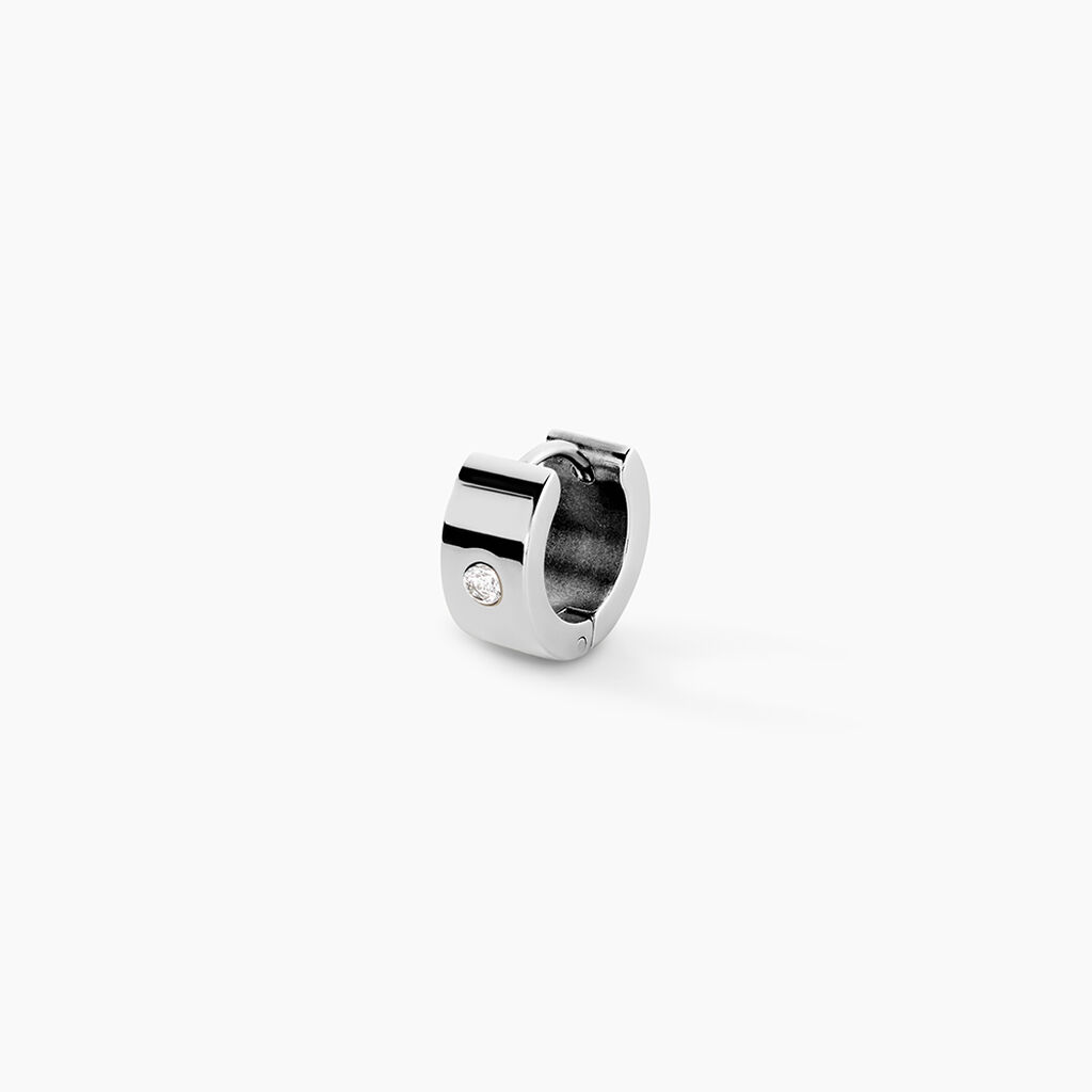 Cr&eacute;oles Hugo Acier Blanc Oxyde De Zirconium - Boucles d'oreilles cr&eacute;oles Homme | Histoire d&rsquo;Or