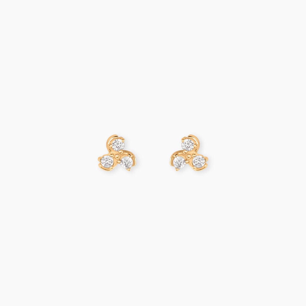 Boucles D'Oreilles Puces Marinette Plaqu&eacute; Or Jaune Oxyde De Zirconium - Boucles d'oreilles fantaisie Femme | Histoire d&rsquo;Or