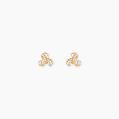 Boucles D'Oreilles Puces Marinette Plaqu&eacute; Or Jaune Oxyde De Zirconium - Boucles d'oreilles fantaisie Femme | Histoire d&rsquo;Or