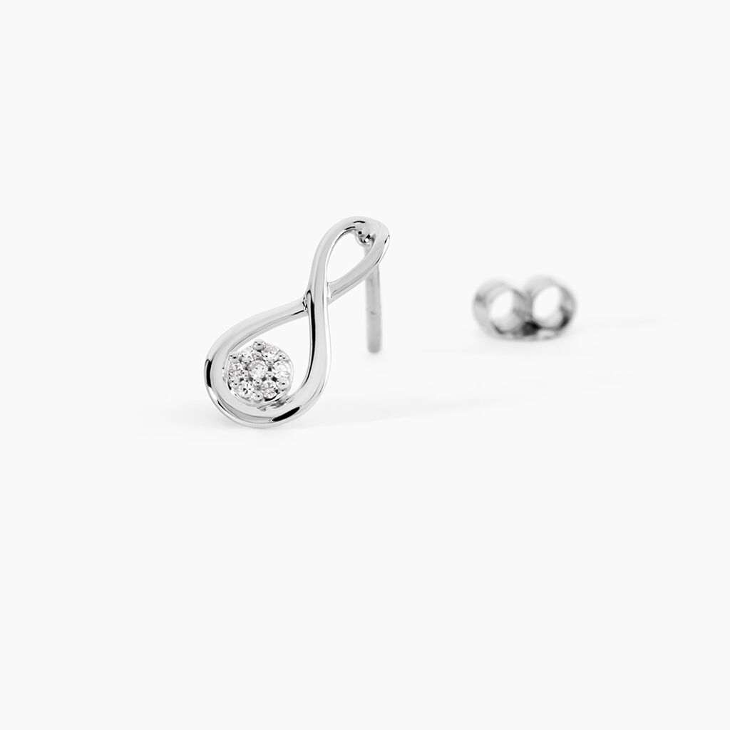 Boucles D'oreilles Puces Shaeen Or Blanc Diamant - Clous d'oreilles Femme | Histoire d&rsquo;Or