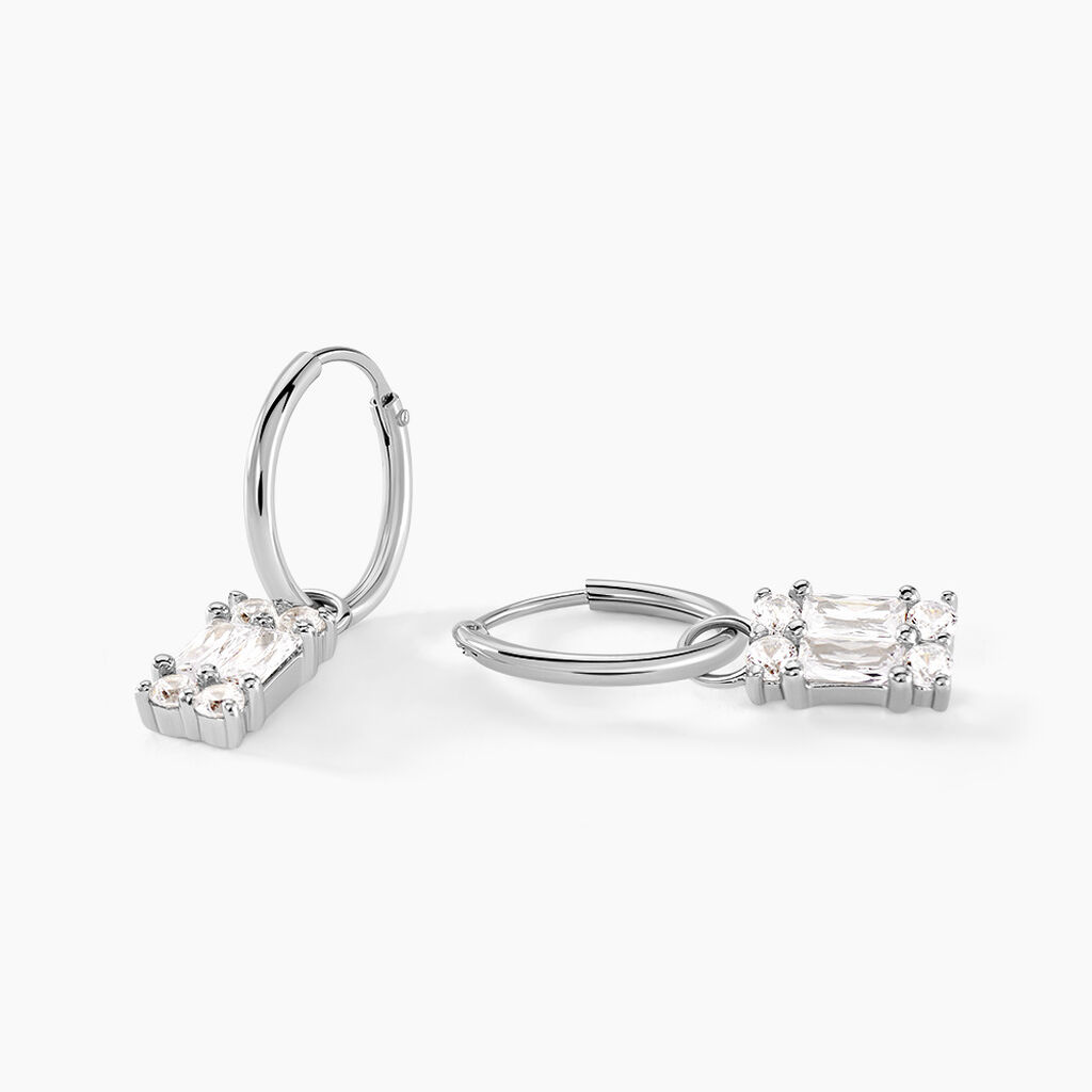 Cr&eacute;oles Baroque Party Argent Blanc Oxyde De Zirconium - Boucles d'oreilles cr&eacute;oles Femme | Histoire d&rsquo;Or