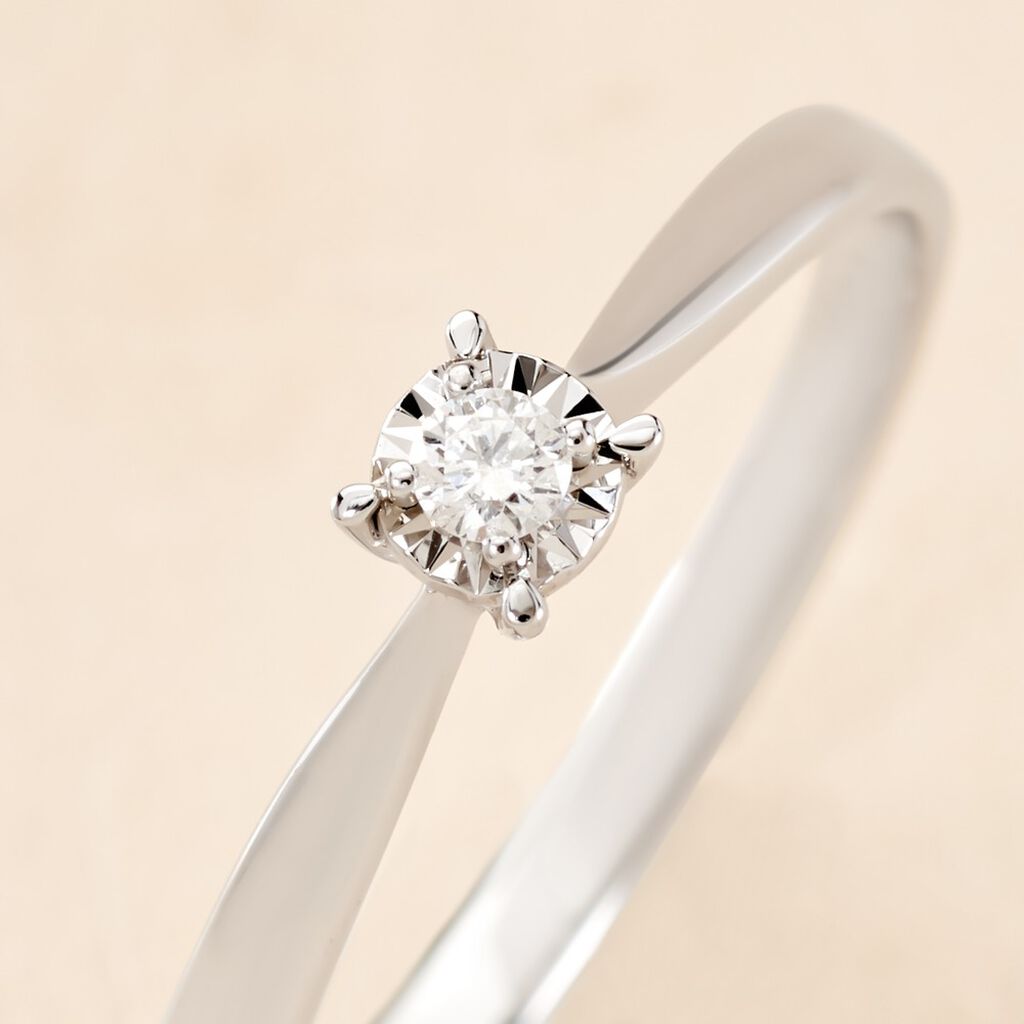 Bague Diamotion Or Blanc Diamant - Bagues solitaires Femme | Histoire d’Or