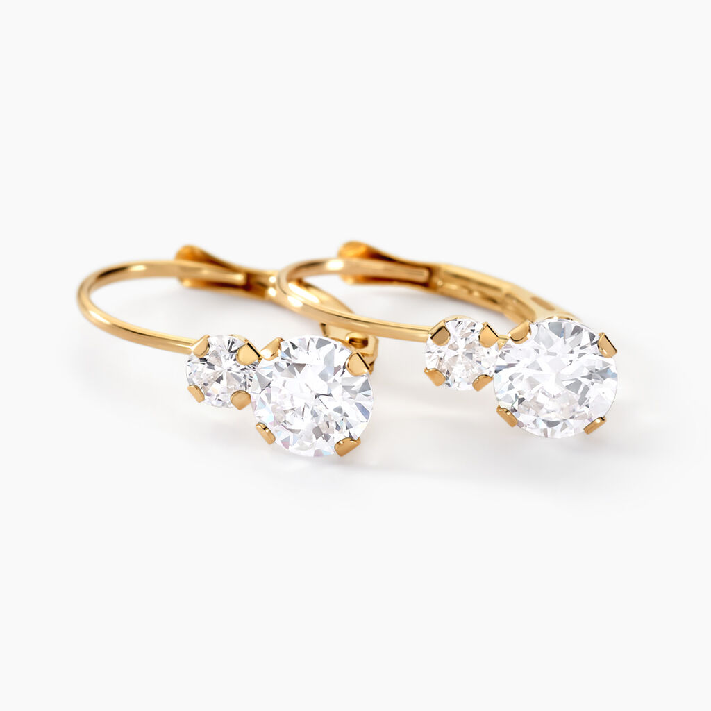 Boucles D'oreilles Pendantes Gulbeyaz Or Jaune Oxyde De Zirconium - Boucles d'oreilles pendantes Femme | Histoire d’Or