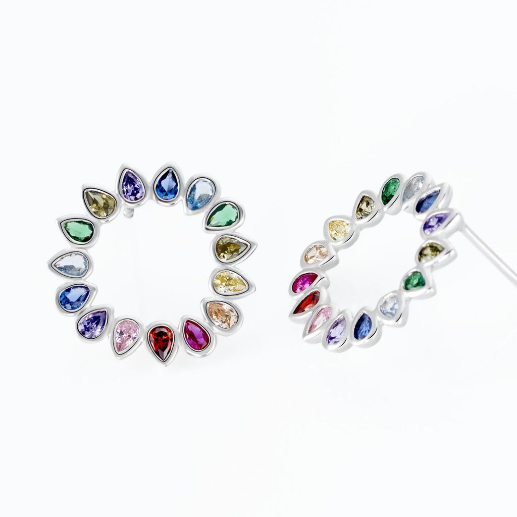 Boucles D'oreilles Puces Argent Blanc Ethem Oxydes Spinelles - Boucles d'oreilles fantaisie Femme | Histoire d’Or