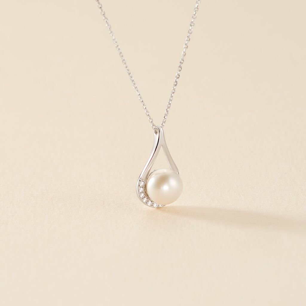Collier Patricia Or Blanc Perle De Culture Oxyde - Colliers Femme | Histoire d&rsquo;Or
