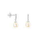 Boucles D'oreilles Pendantes Coria Argent  Perle De Culture Et Oxyde - Boucles d'oreilles fantaisie Femme | Histoire d&rsquo;Or