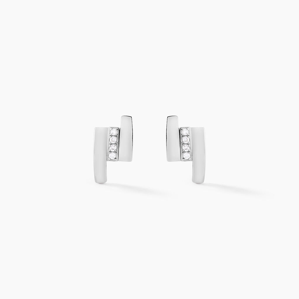 Boucles D'oreilles Puces Dolene Or Blanc Diamant - Clous d'oreilles Femme | Histoire d’Or