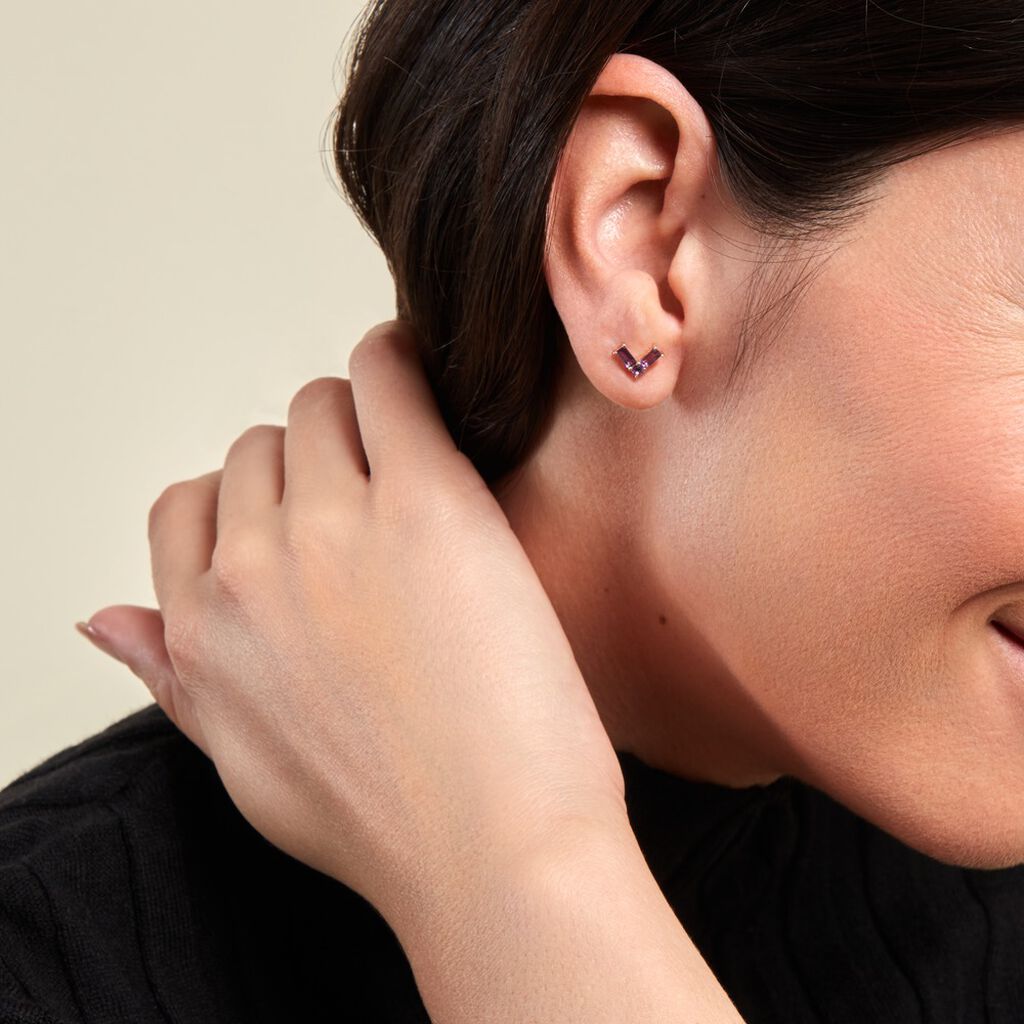 Boucles D'oreilles Puces Lavender Or Jaune Améthyste - Clous d'oreilles Femme | Histoire d’Or