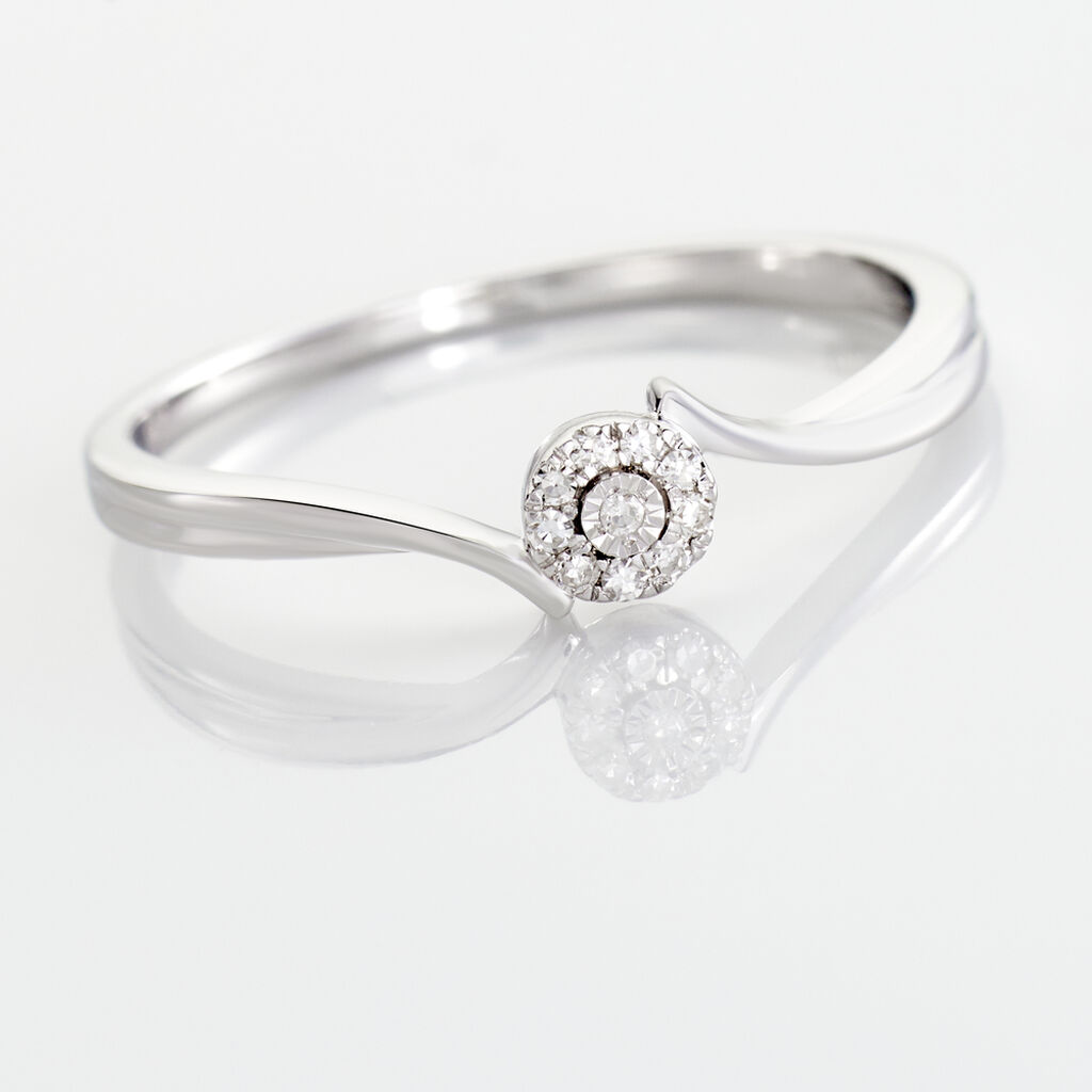 Bague Or Blanc Cerisette Diamant - Bagues solitaires Femme | Histoire d&rsquo;Or