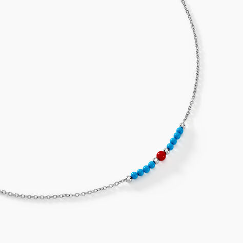 Collier Behati Argent Blanc Corail Turquoise - Colliers fantaisie Femme | Histoire d&rsquo;Or
