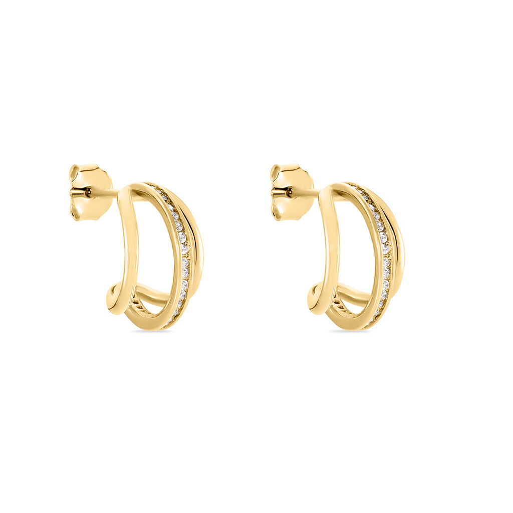 Créoles Preeti Plaqué Or Jaune Oxyde De Zirconium - Boucles d'oreilles créoles Femme | Histoire d’Or