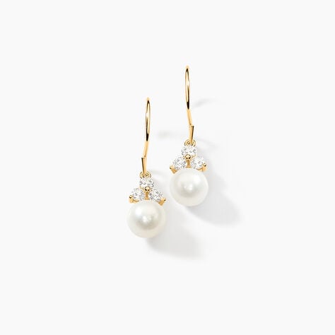 Boucles D'oreilles Pendantes Taissia Or Jaune Perle De Culture - Boucles d'oreilles pendantes Femme | Histoire d’Or