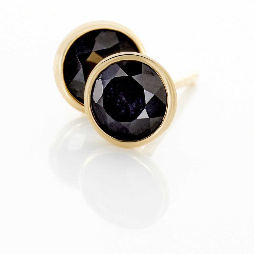 Boucles D'oreilles Puces Edy Serti Clos Or Jaune Saphir - Clous d'oreilles Femme | Histoire d’Or