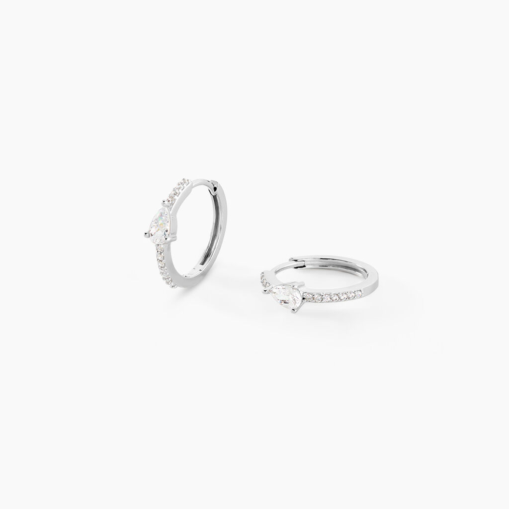 Cr&eacute;oles Magma Argent Blanc Oxyde De Zirconium - Boucles d'oreilles cr&eacute;oles Femme | Histoire d&rsquo;Or